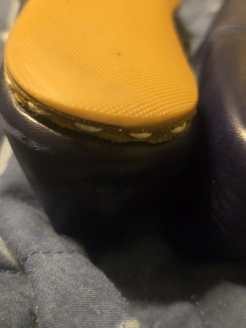 Sabah, Sabah Blue Leather Slip-Ons with Mustard Insole
